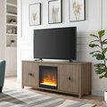 Henn & Hart 58 in. Juniper TV Stand with Crystal Fireplace Insert, Antiqued Gray TV1291